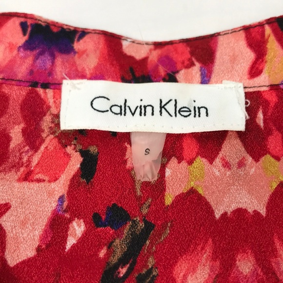 Calvin Klein- Button up, roll sleeve top, multi colored - Picture 9 of 11